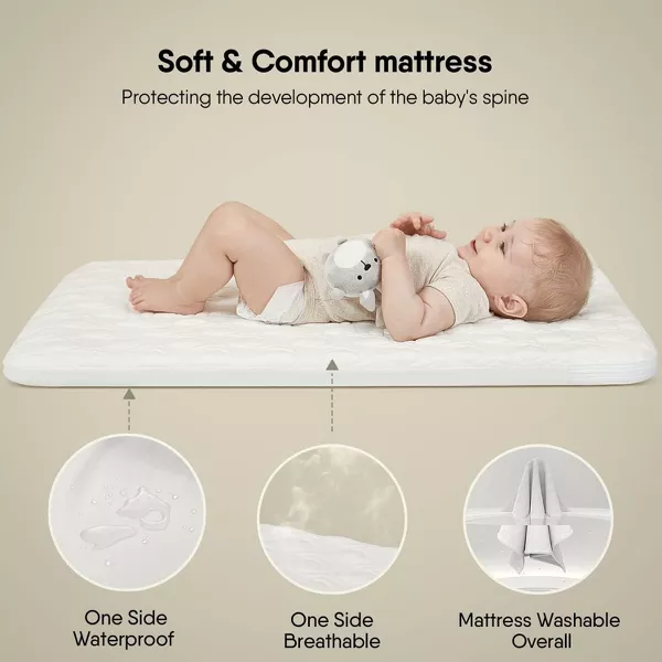 Baby Bassinet 3 in 1 Bedside Sleeper with Soft Mattress and Sheet, 6 Height Adjustable baby sleeper, Bedside Crib for Infants - Image 4