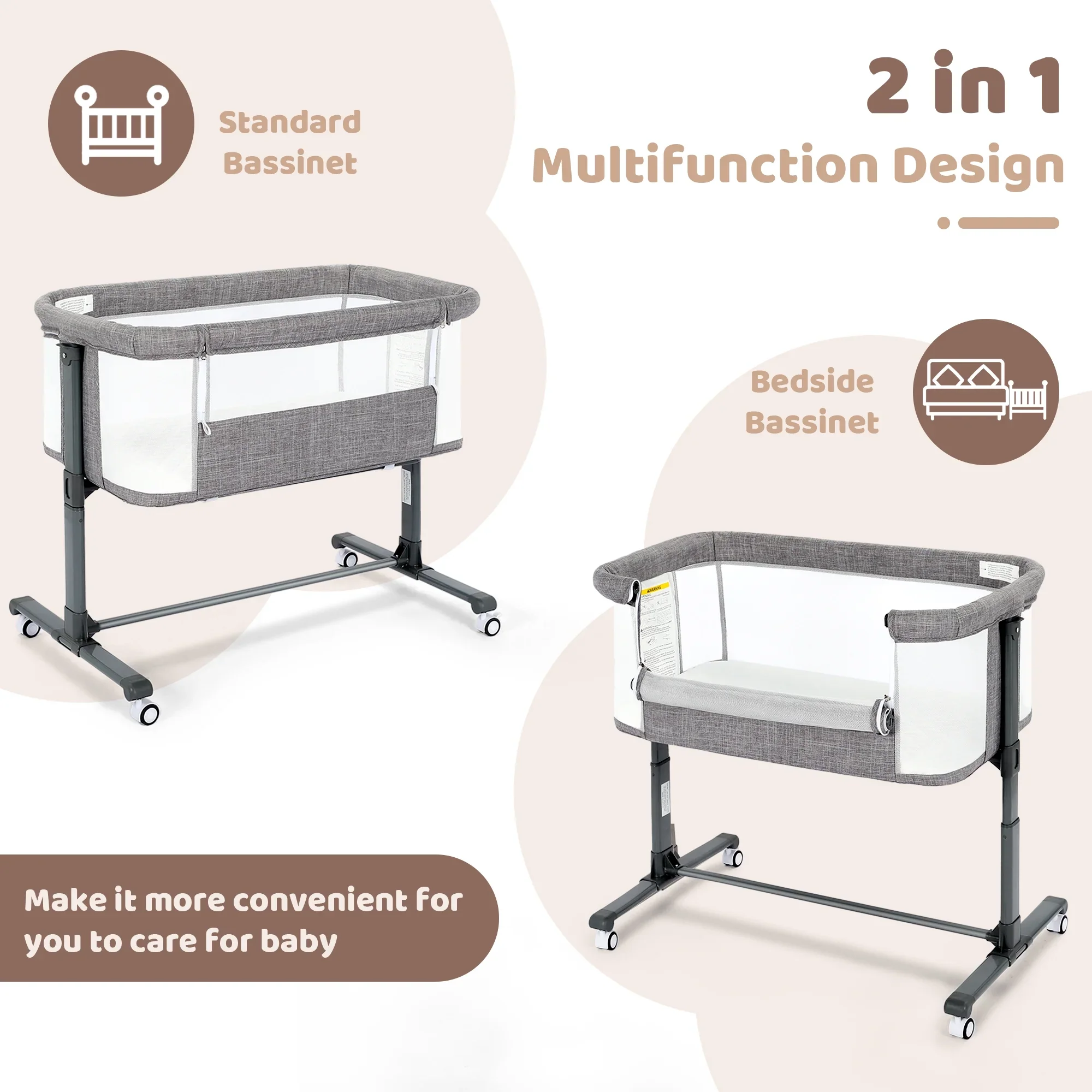 Baby Bassinet with Wheels - Image 2