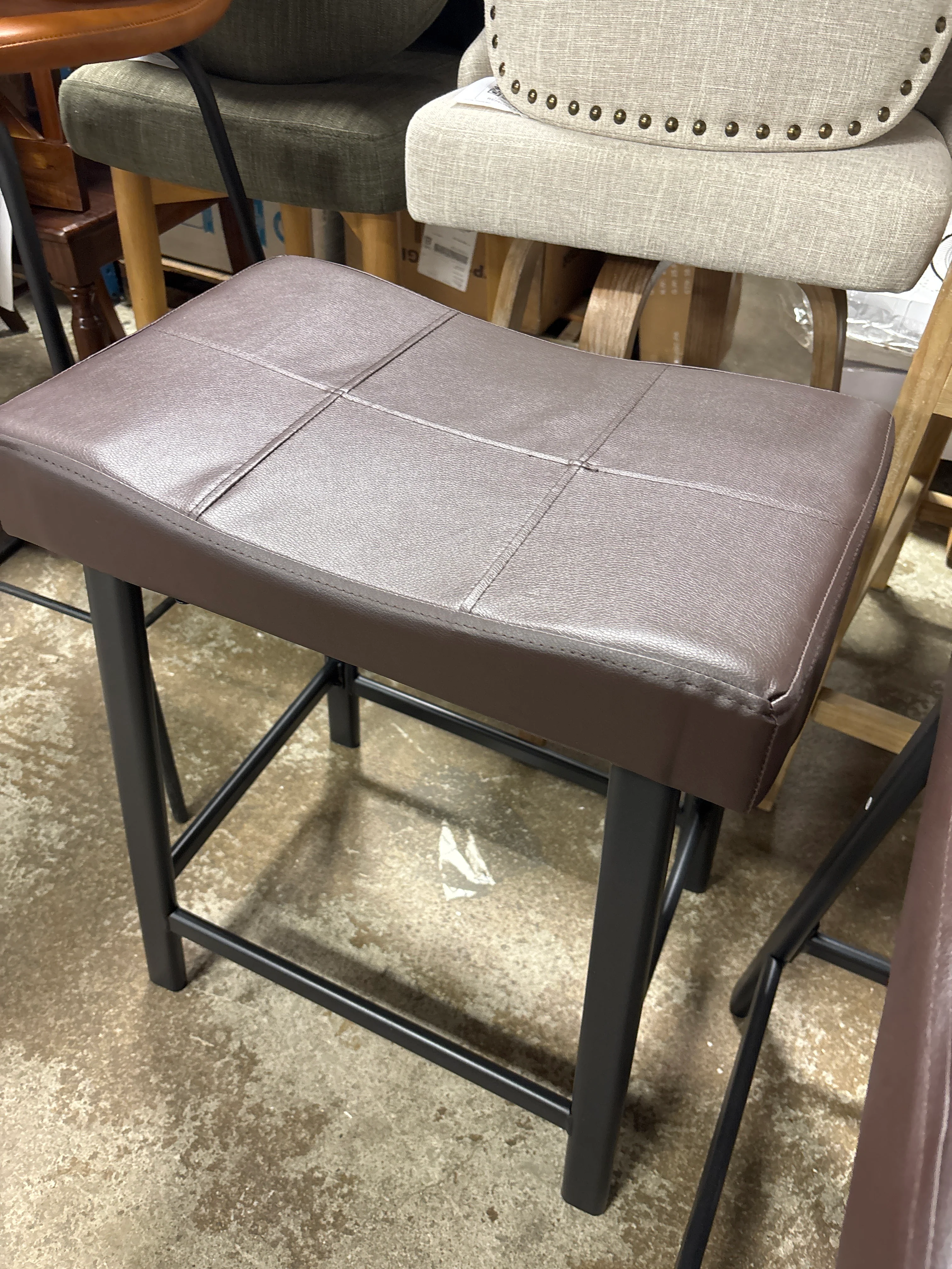 (Set of 2) Backless Saddle Barstools Brown SHOWROOM ITEM - Image 3