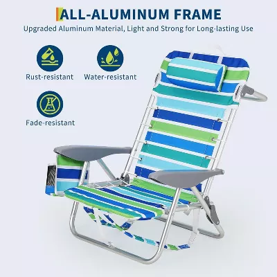 Backpack Beach Chair, Lightweight Portable Lay Flat Folding - Image 3