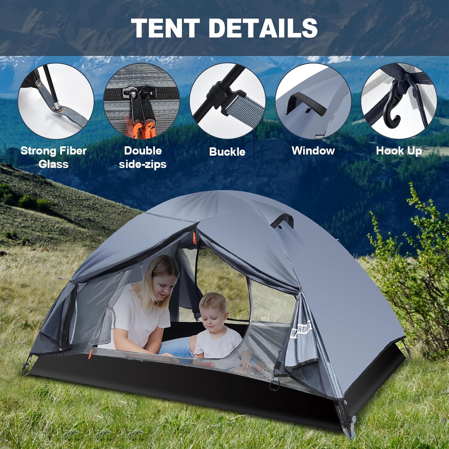 Backpacking Tent, Mountain Hiking Tent for 2 Person, 4 Season Lightweight Camping Tent - Image 5