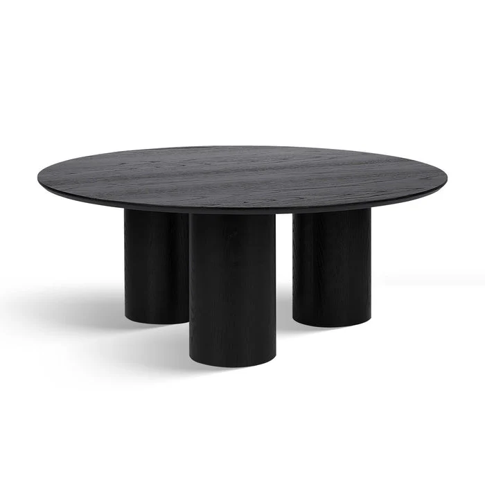 Modern Black Oak Wood Round Coffee TABLE TOP ONLY - Image 3