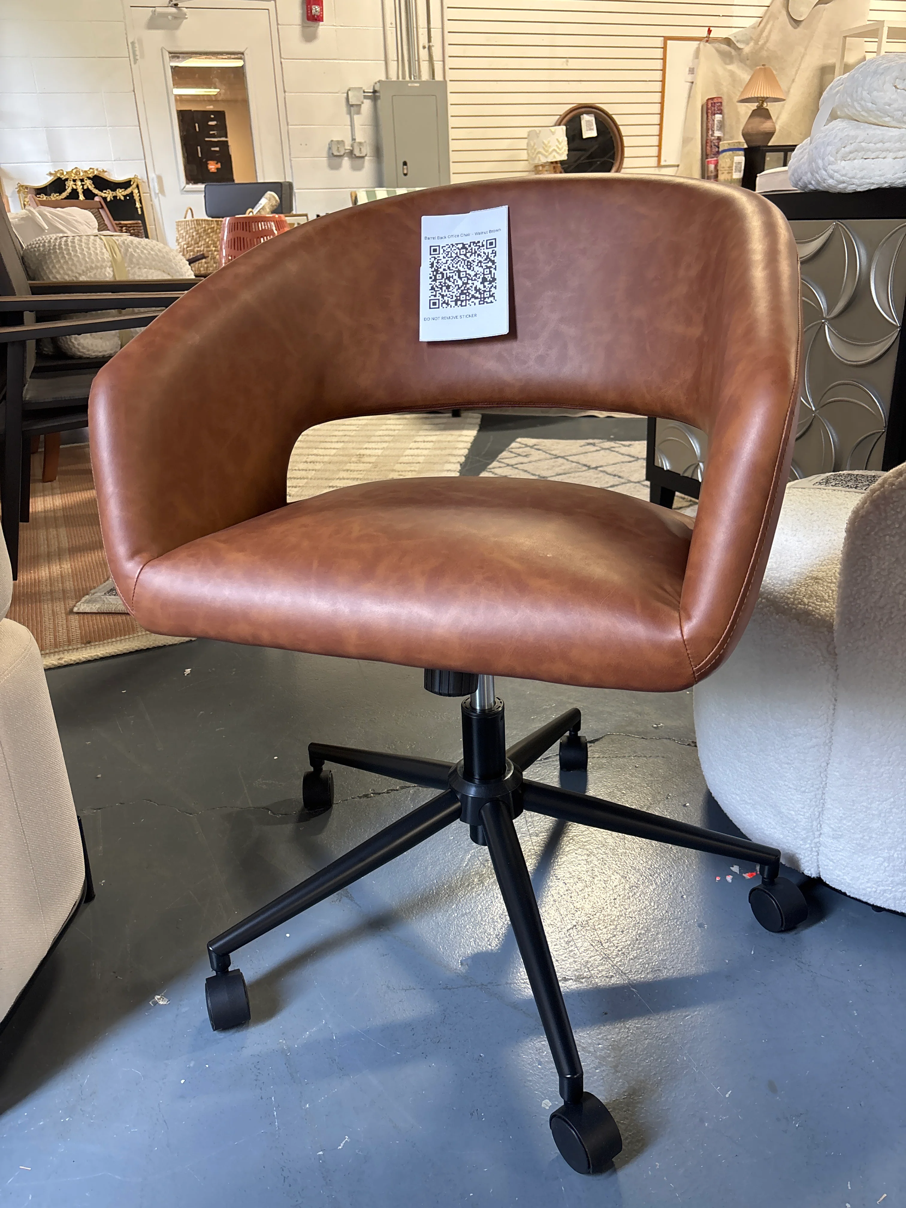 Barrel Back Office Chair - Walnut Brown SHOWROOM ITEM - Image 2