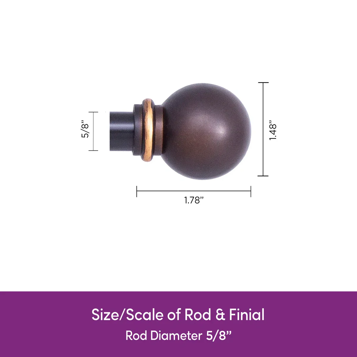 Basics Ball End Single Curtain Rod, Adjustable Length, Steel - Image 4