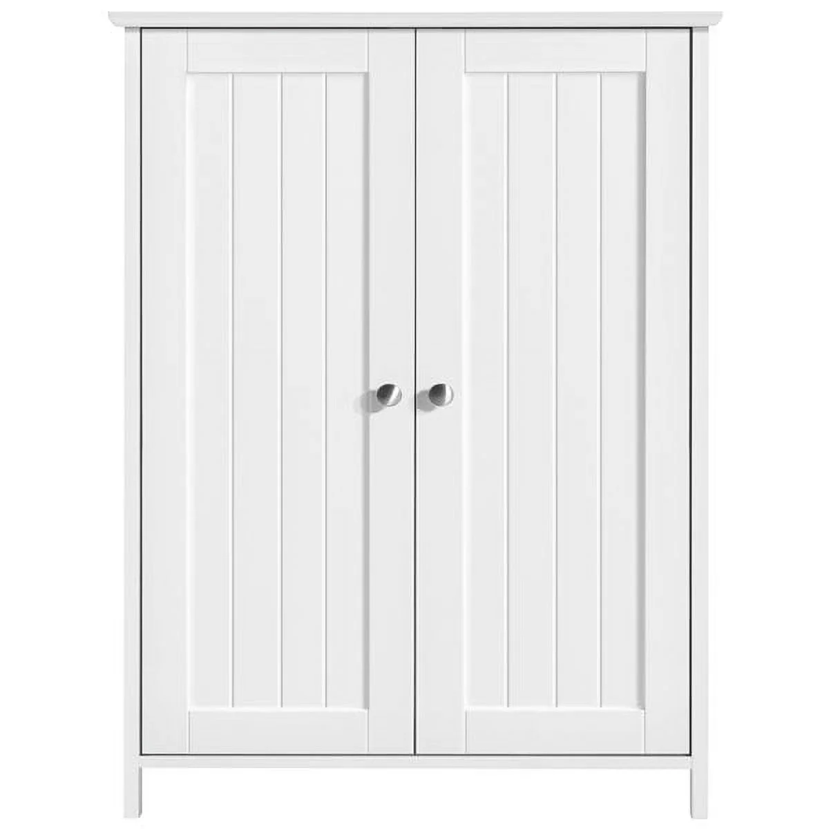 Bathroom Floor Cabinet Storage with 2 Doors and Adjustable Shelves, White Finish