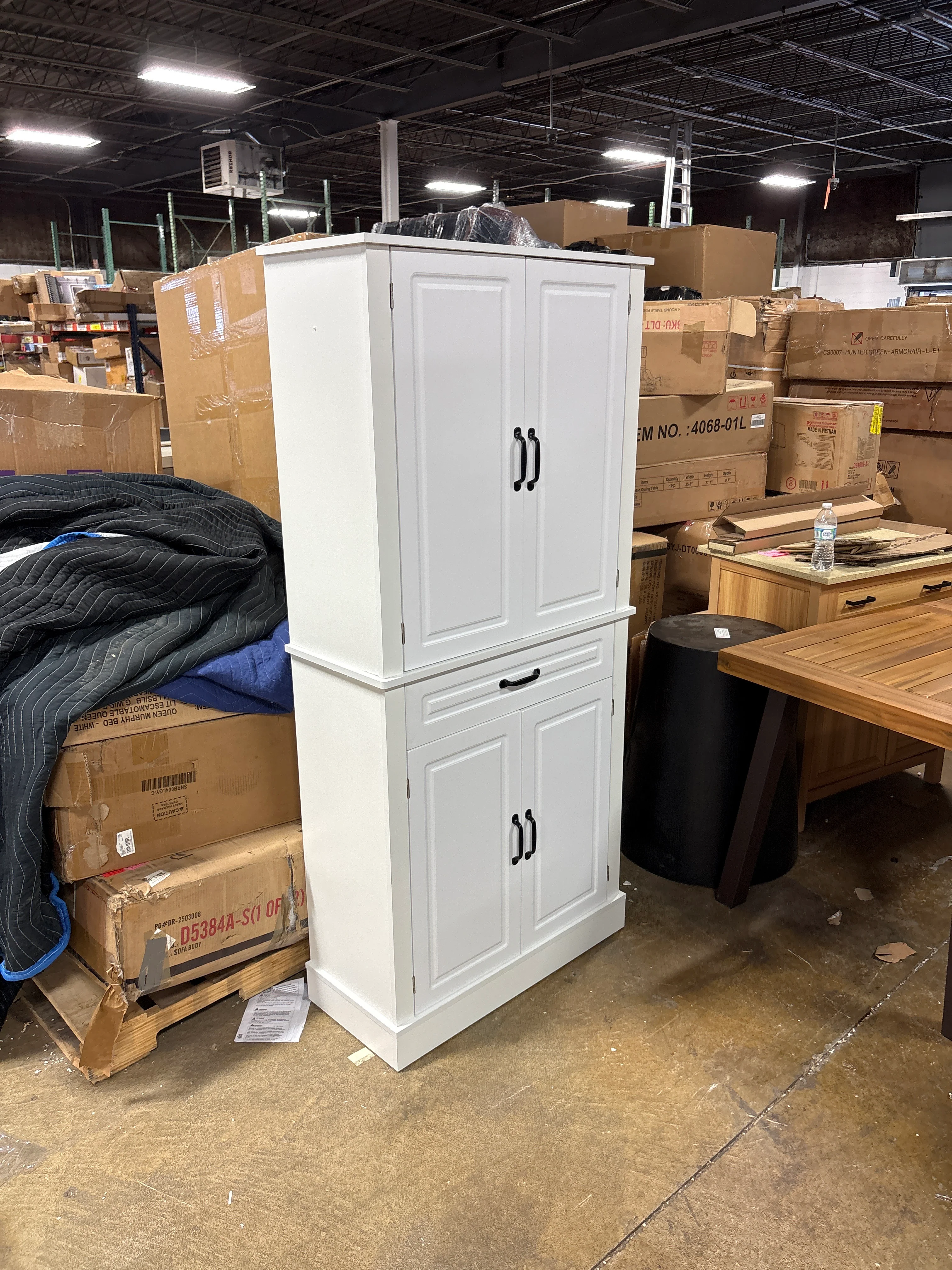 Bathroom Storage Cabinet with Drawers, 4 Doors, Adjustable Shelf for Bathroom, White SHOWROOM ITEM
