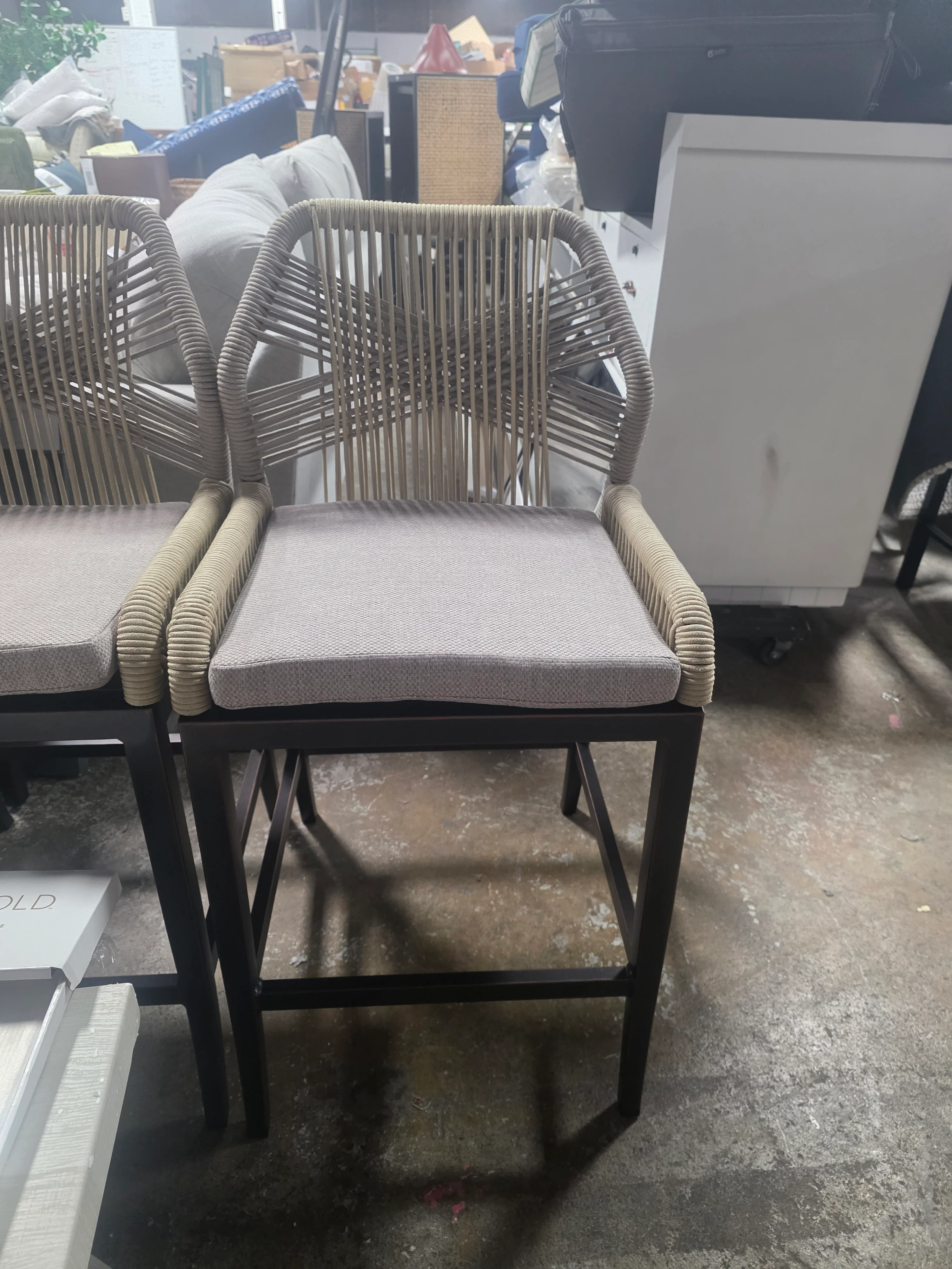 Bayou Breeze Modern Wicker Rattan Barstools With Back Aluminum - SHOWROOM ITEM - Image 2