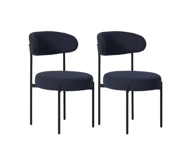 Bayville Modern Sherpa Upholstered Metal Frame Side Dining Chair (Set of 2)