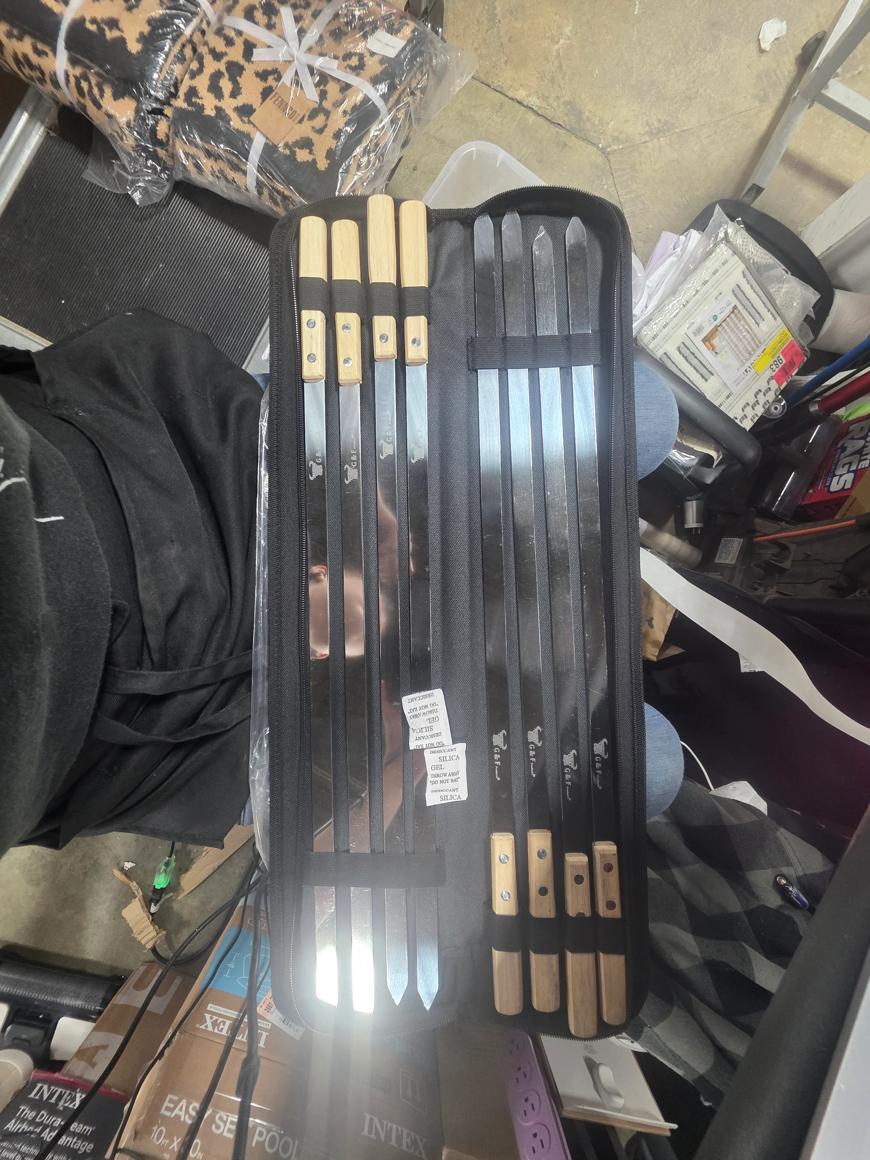 BBQ Skewers Stainless Steel Flat Metal Skewers with Wooden Handles - Image 6