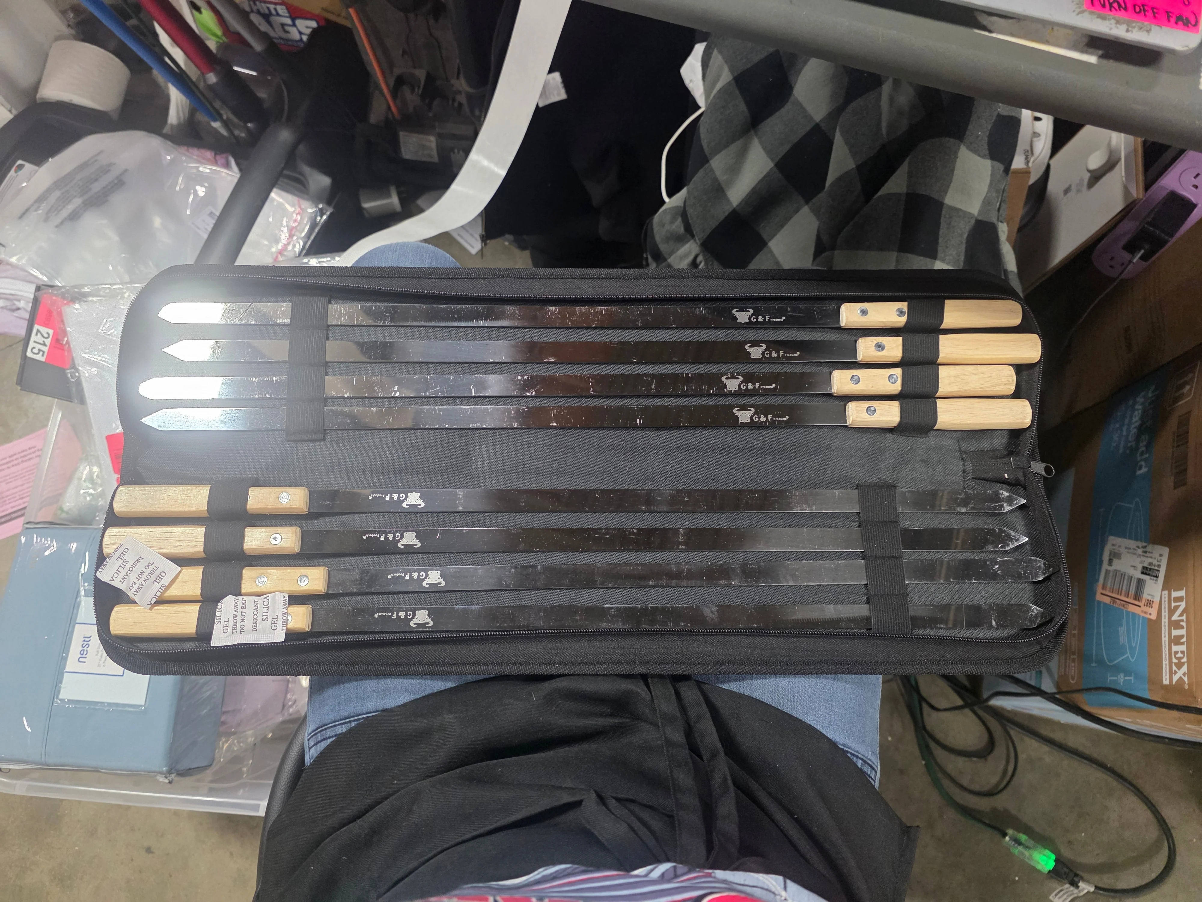 BBQ Skewers Stainless Steel Flat Metal Skewers with Wooden Handles - Image 7