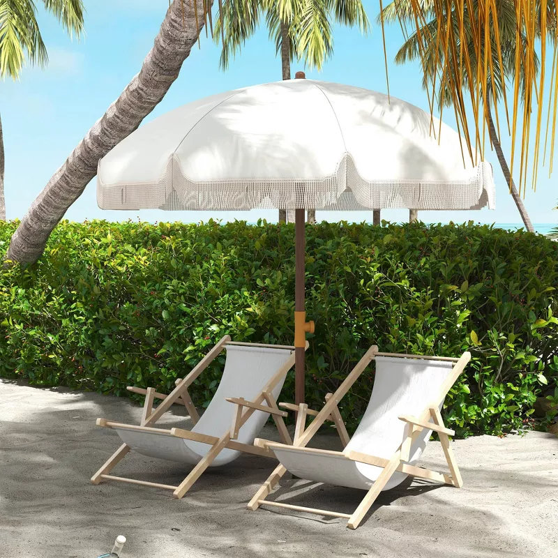 Beach Umbrella, Ruffled Outdoor with Vented Canopy, silver gray - Image 6