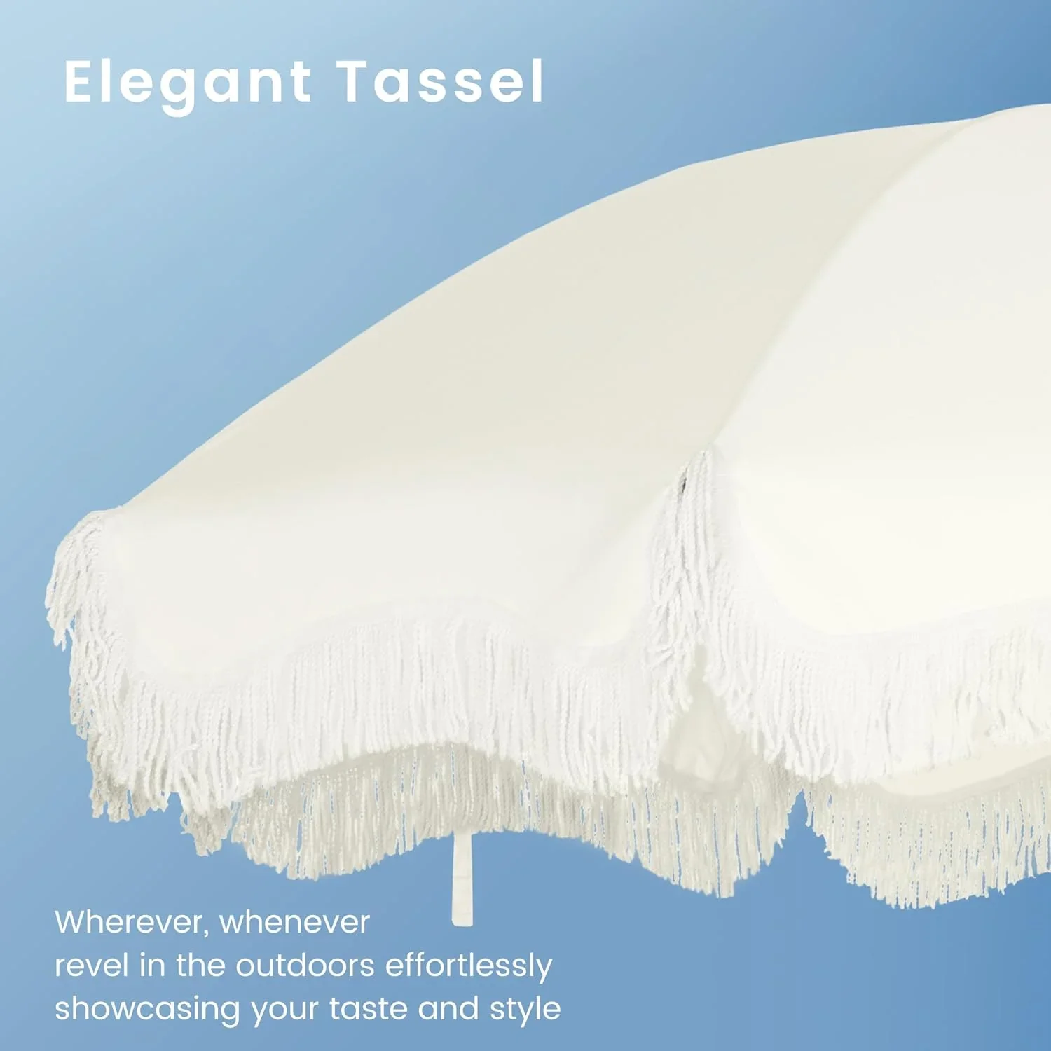 Beach umbrella with fringe & sand anchor - Image 3