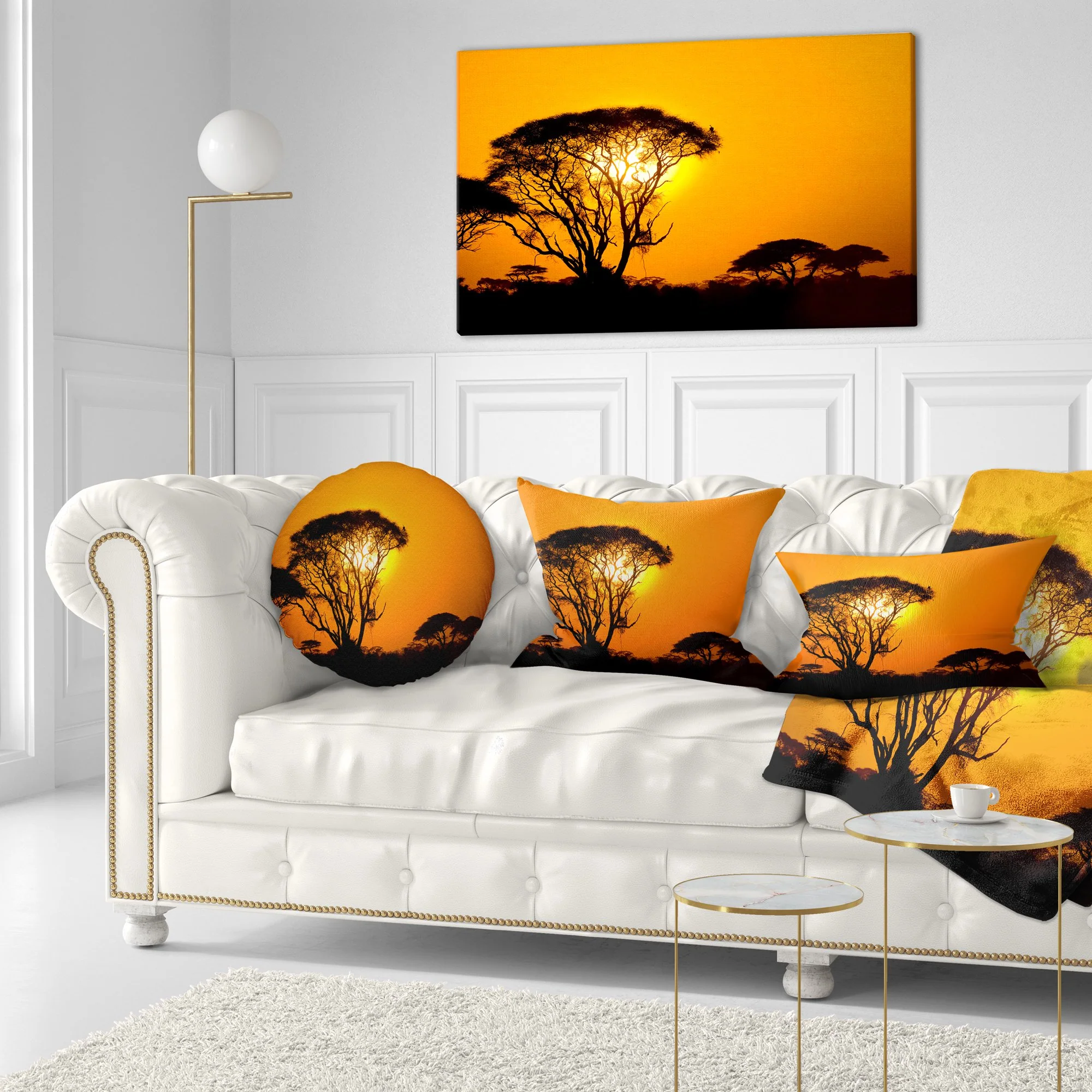 Beautiful African Sunset in Savannah - Landscape Printed Throw Pillow - Image 4
