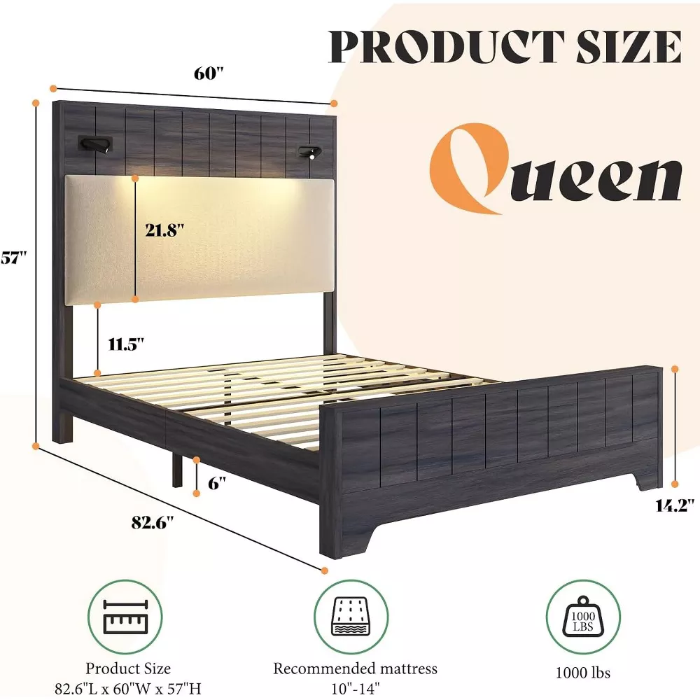 Bed Frame with Headboard - Queen - Image 5