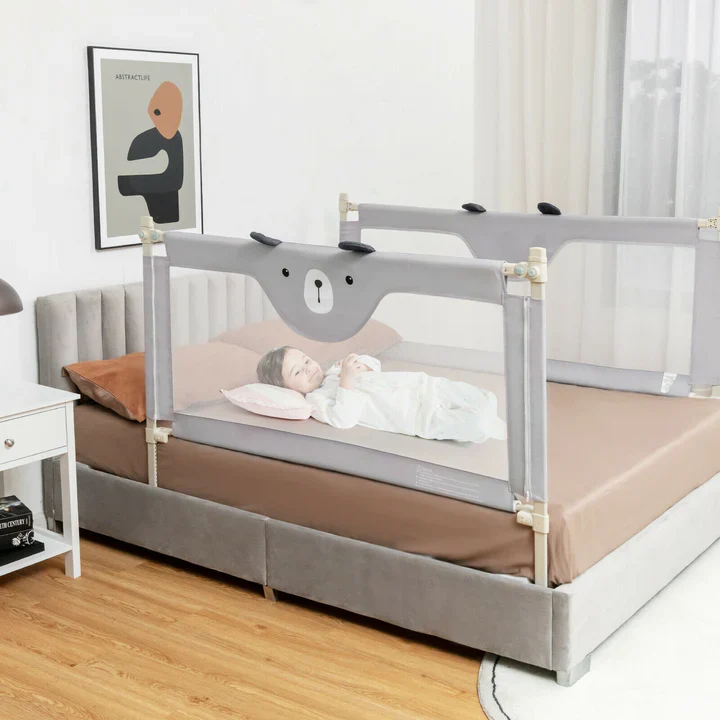 Bed Rail for Toddlers with Double Lock-Gray - Image 2