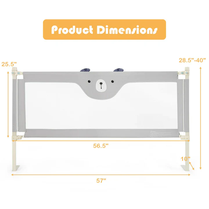 Bed Rail for Toddlers with Double Lock-Gray - Image 4