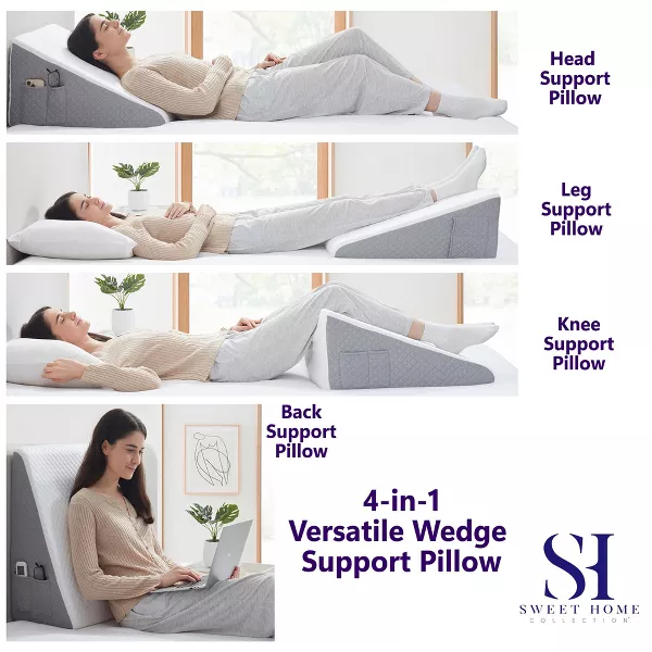 Bed Wedge Pillow with High Density Foam for Versatile Support - Image 3
