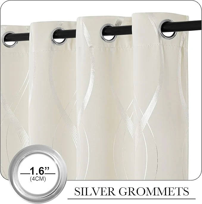Bedroom Curtains Small Blackout Panels, Beige, Set of 2 - Image 3