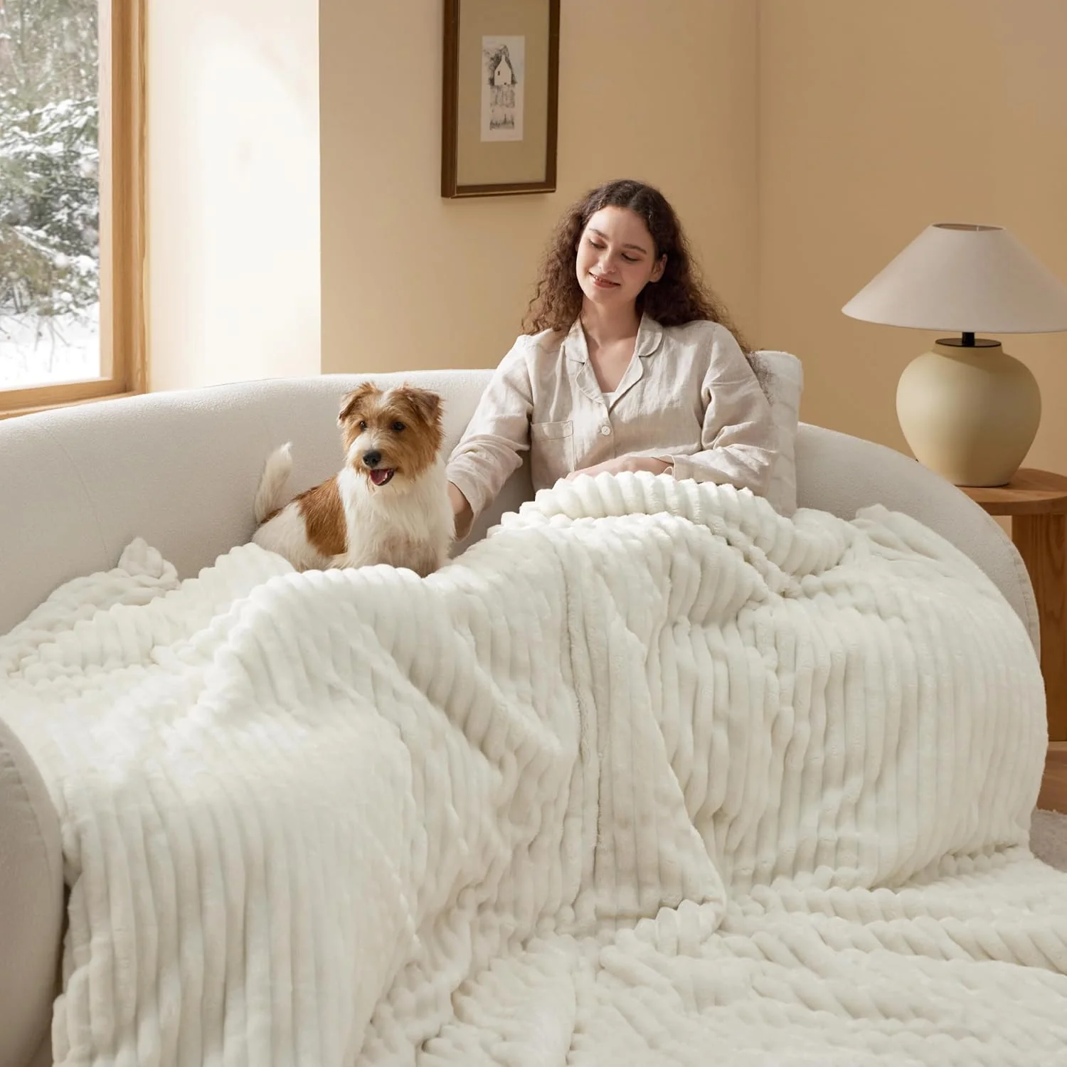 Bedsure Full Comforter Sets - 3 Pieces Double-Side Fleece Fluffy White - Image 5
