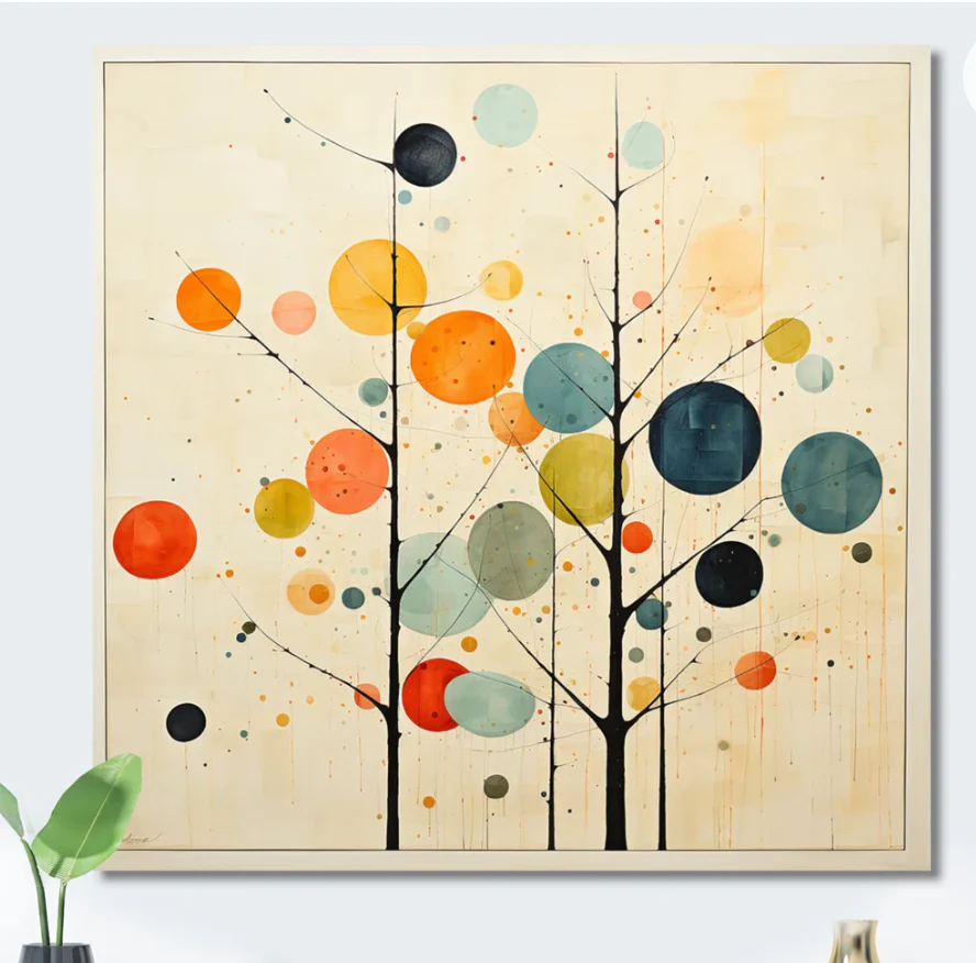 Beige Mid Century Minimalist Masterpiece, 36 x 36 SHOWROOM ITEM