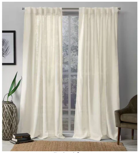 Bella Ivory Solid Sheer Hidden Tab / Rod Pocket Curtain (Set of 2)