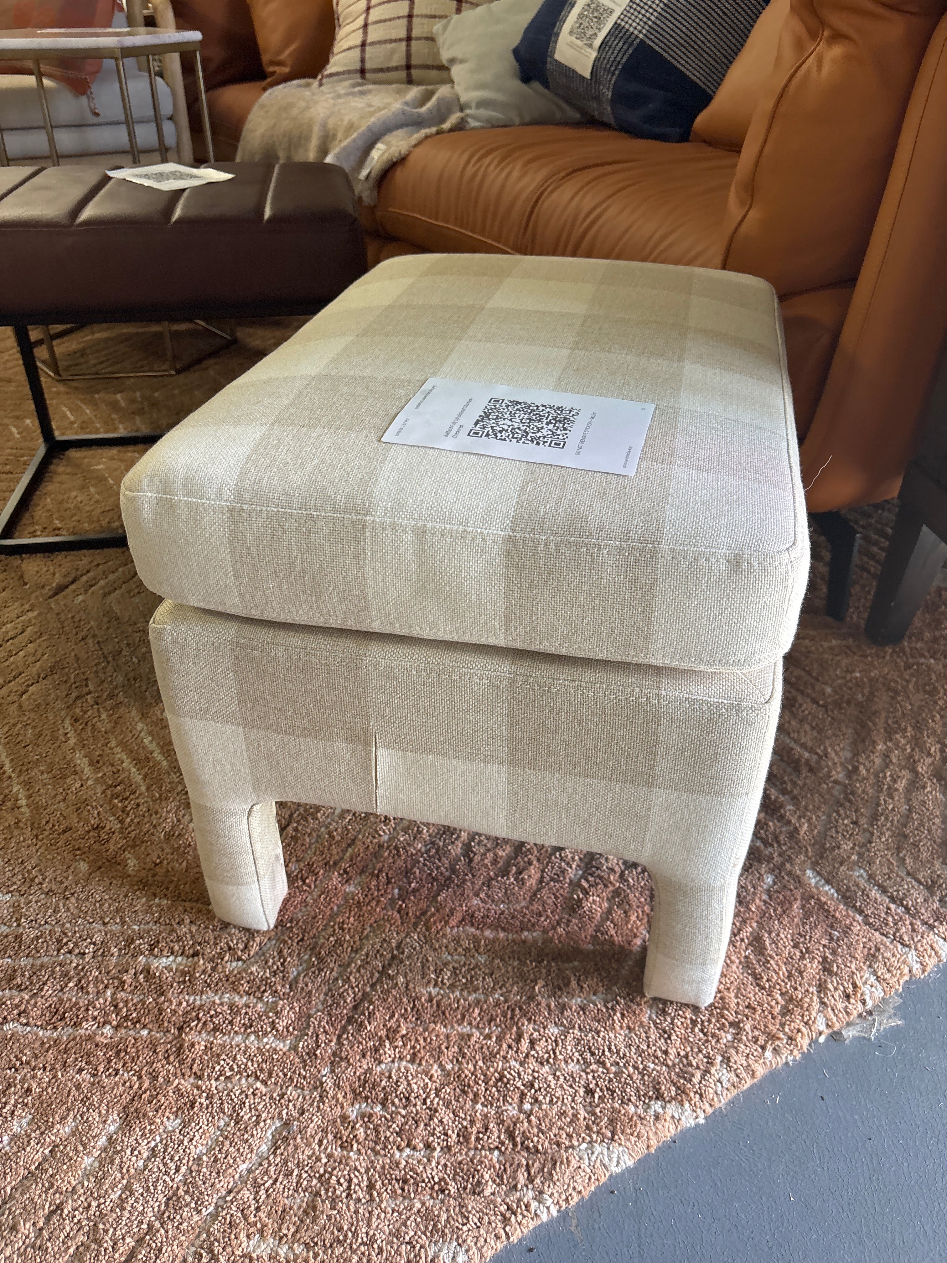 Bellfield Fully Upholstered Ottoman - Checkered SHOWROOM ITEM - Image 3