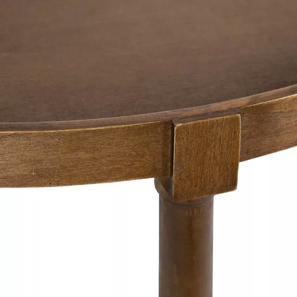 Bellport Half Circle Wood Console Table, Rustic Brown - Image 3