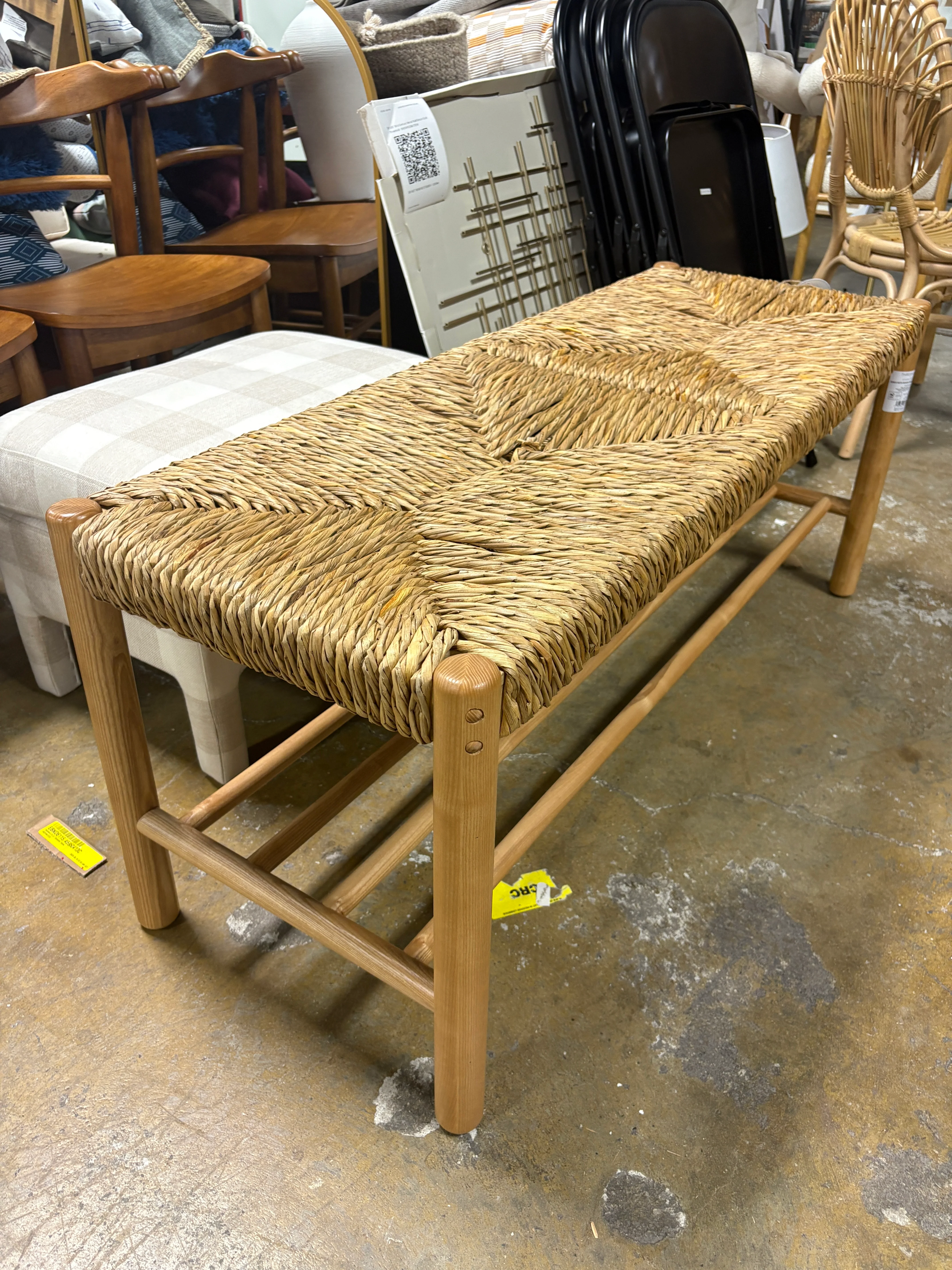 Bench with Woven Frame Light Brown SHOWROOM ITEM - Image 2