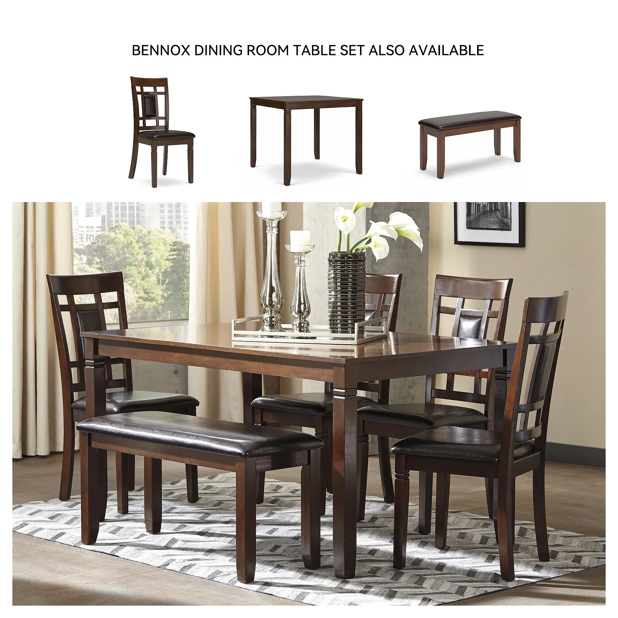 Bennox 5-Piece Counter Height Dining Set - Brown - Image 4