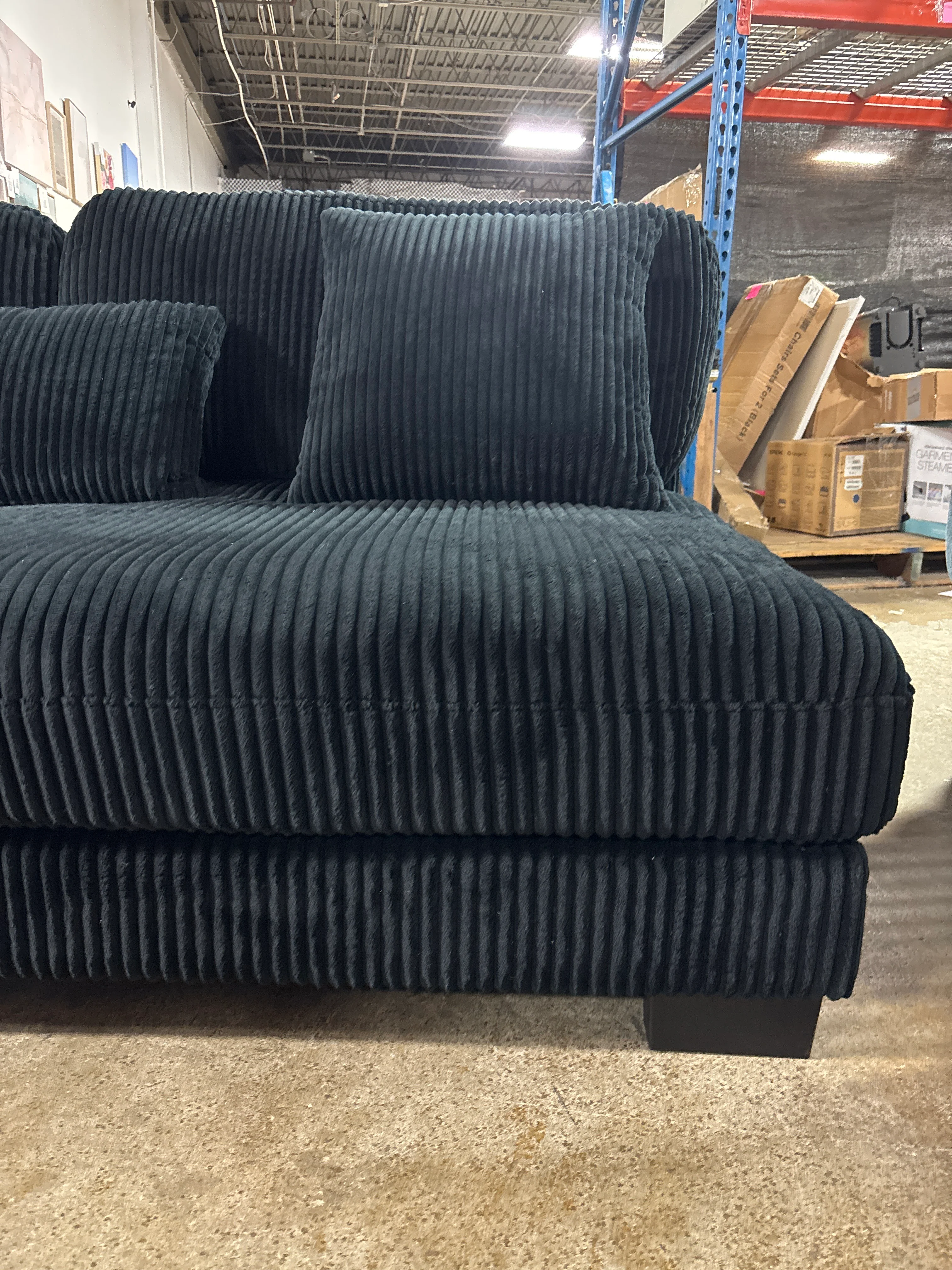 Bentley 2-Piece Corduroy Fabric Sectional Sofa with Pillows SHOWROOM ITEM - Image 3