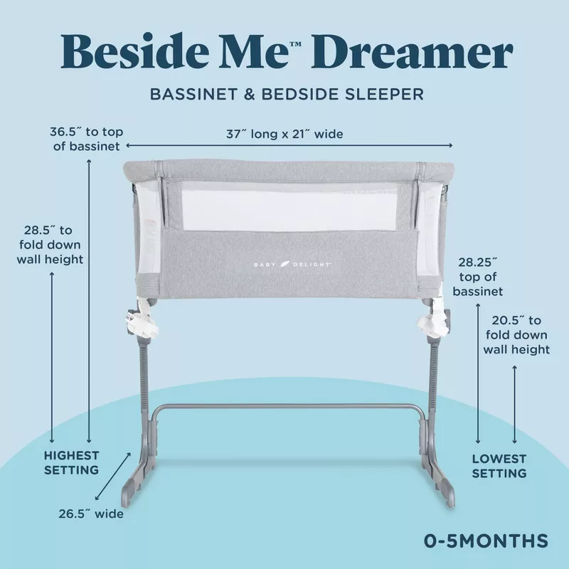 Beside Me Dreamer Bassinet & Bedside Sleeper - Soft Heathered Gray - Image 3