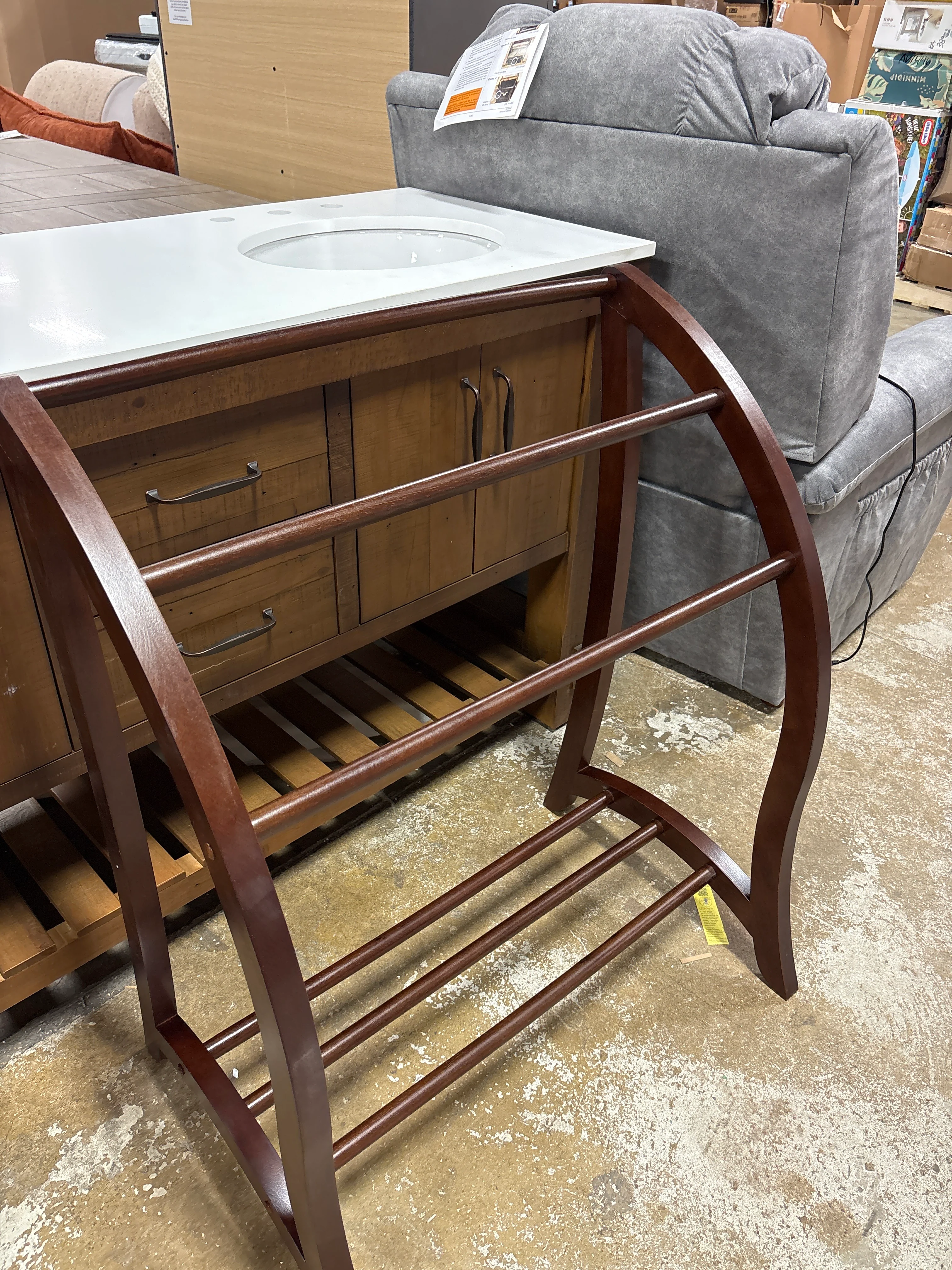 Betsy Blanket Rack Walnut Finish SHOWROOM ITEM - Image 3