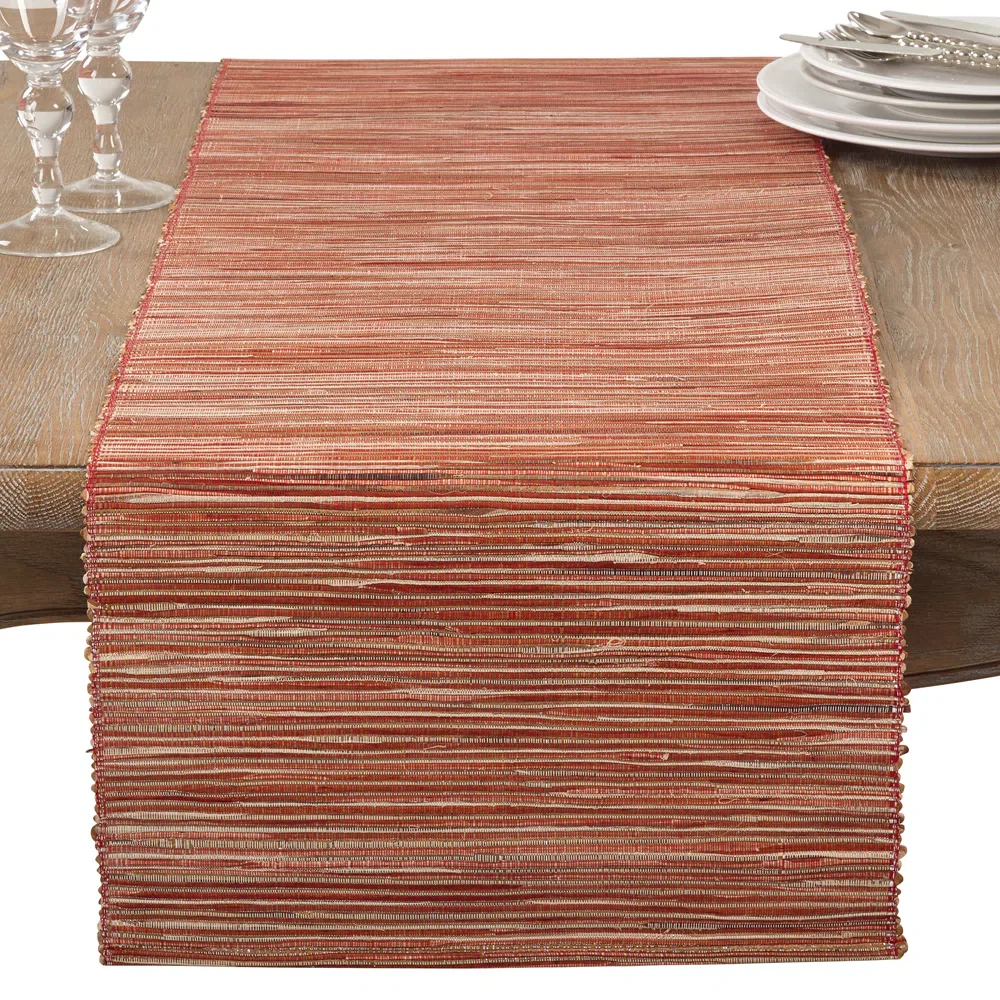 Bevis Shimmering Woven Nubby Natural Table Runner - Image 4