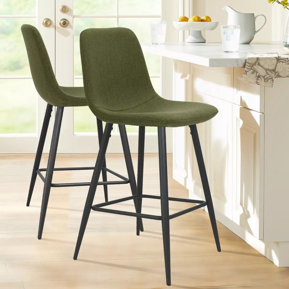 Bingo Upholstered Counter Height Stool with Black Leg Set of 2 - Image 3