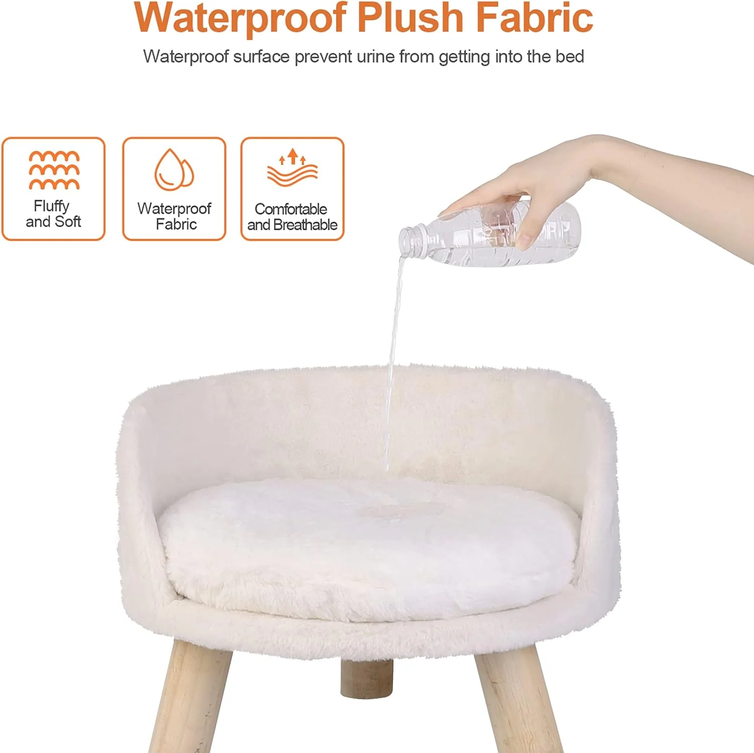 BingoPaw Elevated Pet Bed, Nordic Stool with Cozy Pad Small Dog Kitten - Image 2
