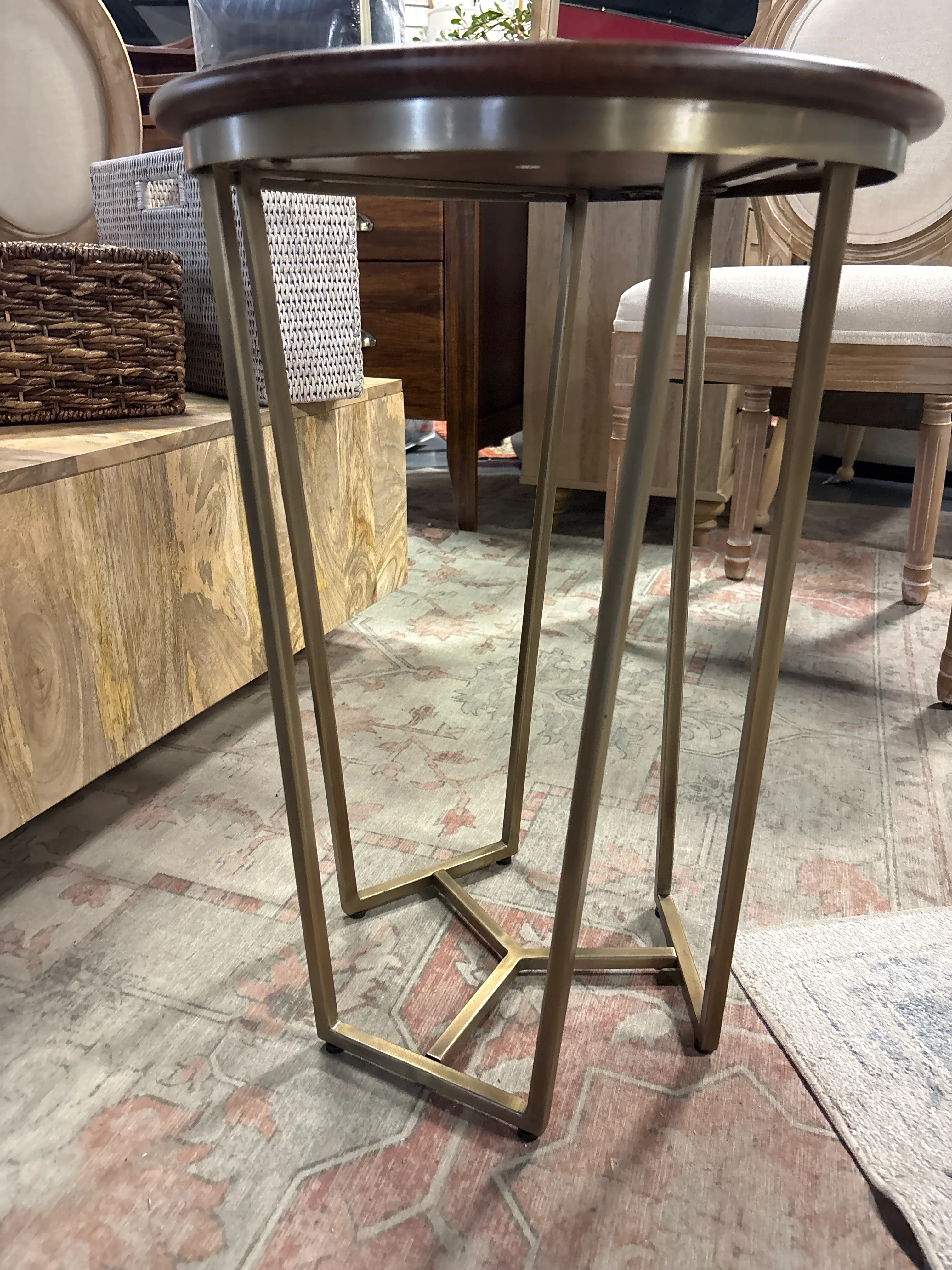 Kate and Laurel Solvay Round Wood Side Table - Walnut Brown SHOWROOM ITEM - Image 3