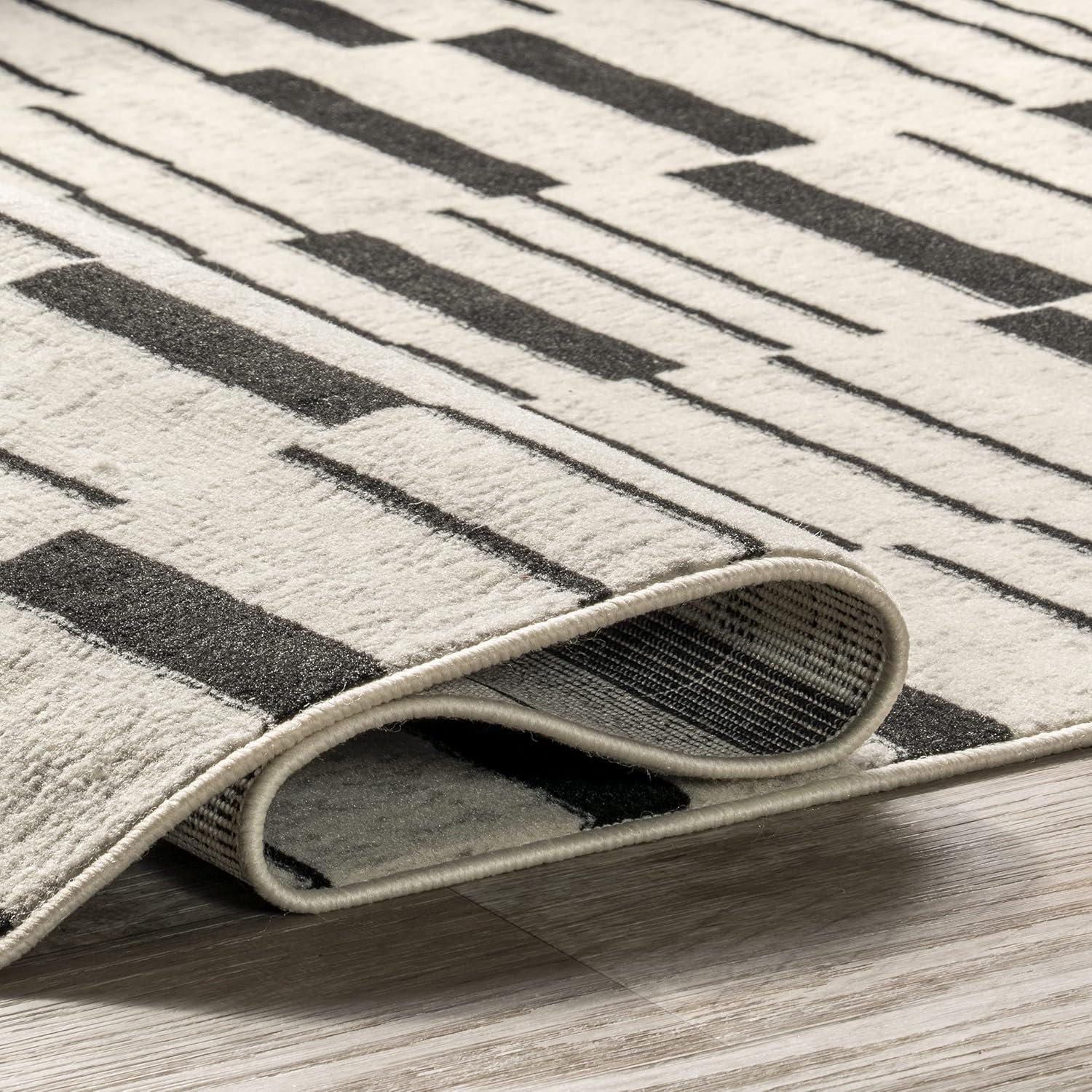 Birdie Modern Lines Area Rug, 8'10' x 12', Beige - Image 4