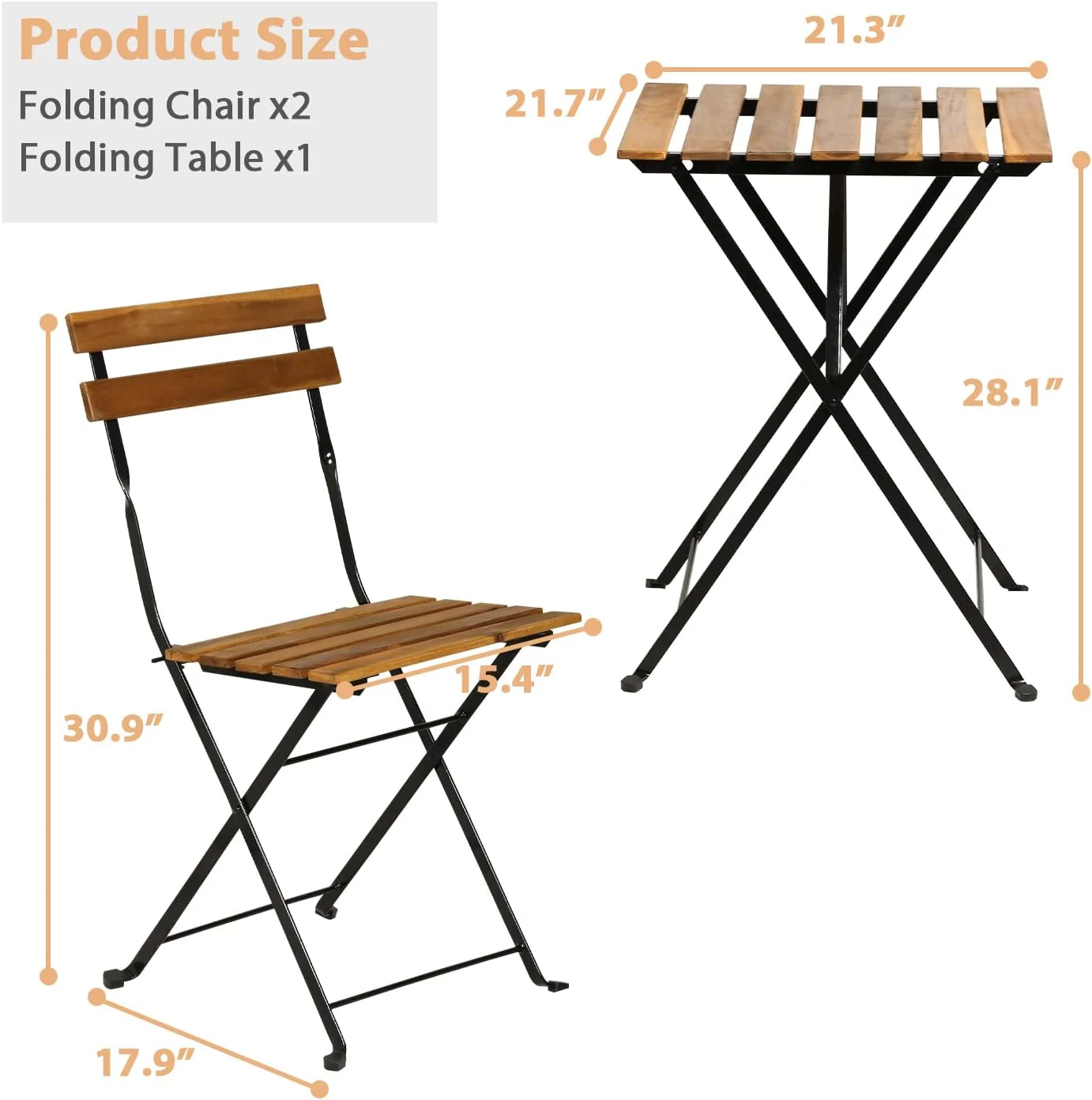 Set of 2 Patio Bistro Table and Chairs Sets - Image 3