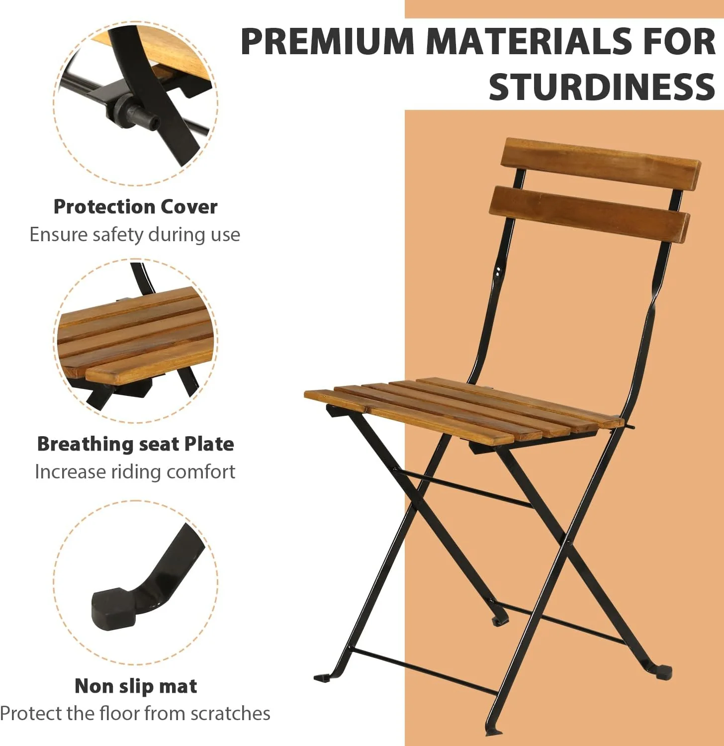 Set of 2 Patio Bistro Table and Chairs Sets - Image 5