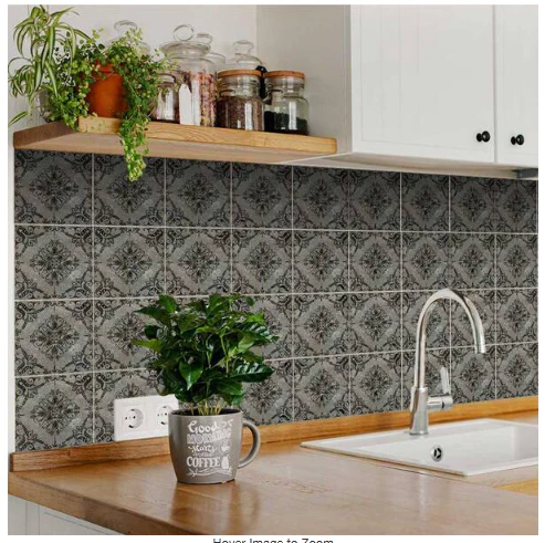 Black and GrayVinyl Peel and Stick Tile 24-Pieces - Image 2
