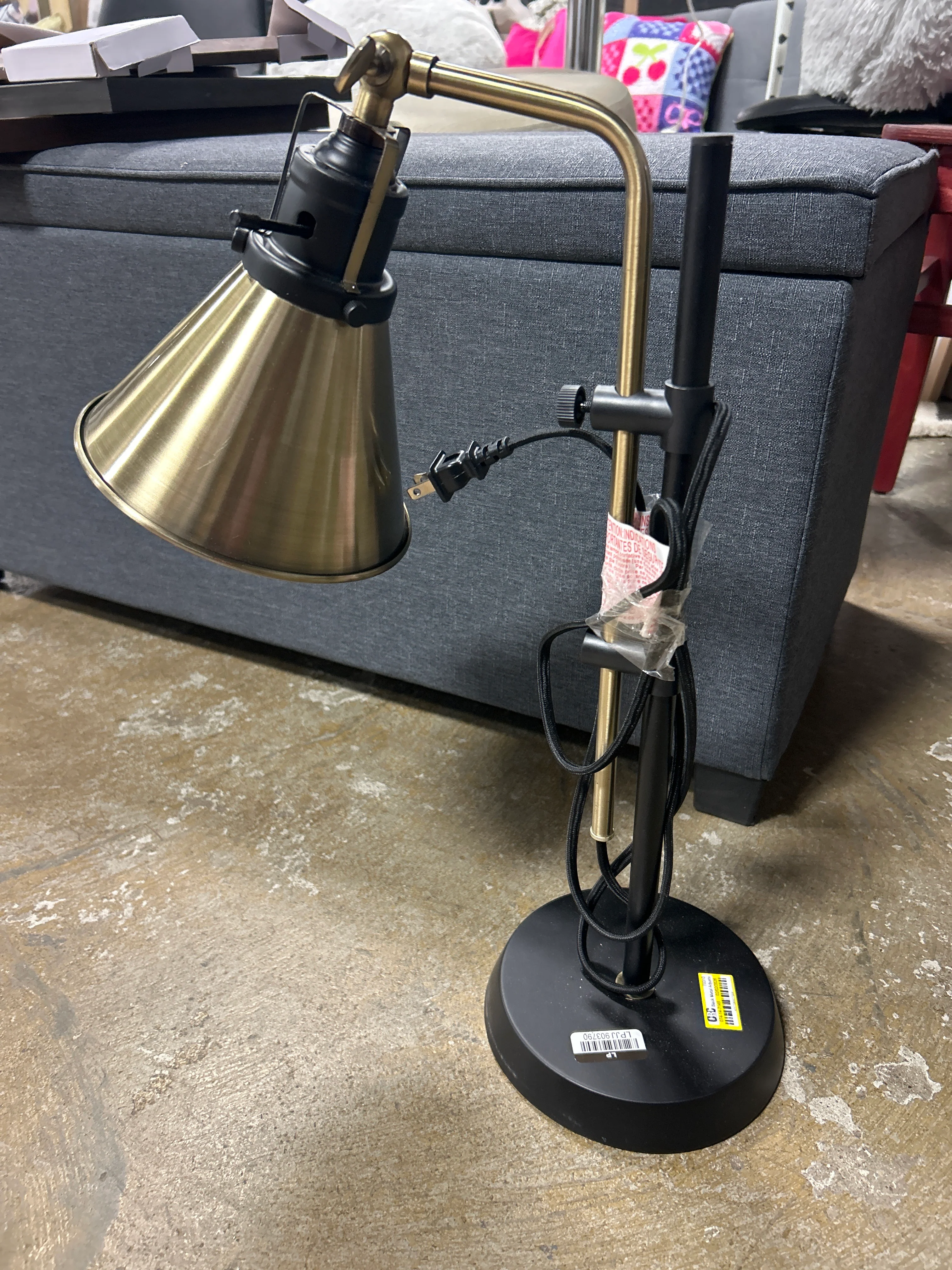 Black Metal Adjustable Table Lamp with Bronze Finish - Threshold™: ETL Listed, Metal Shade, 1-Way Socket Switch SHOWROOM ITEM - Image 2