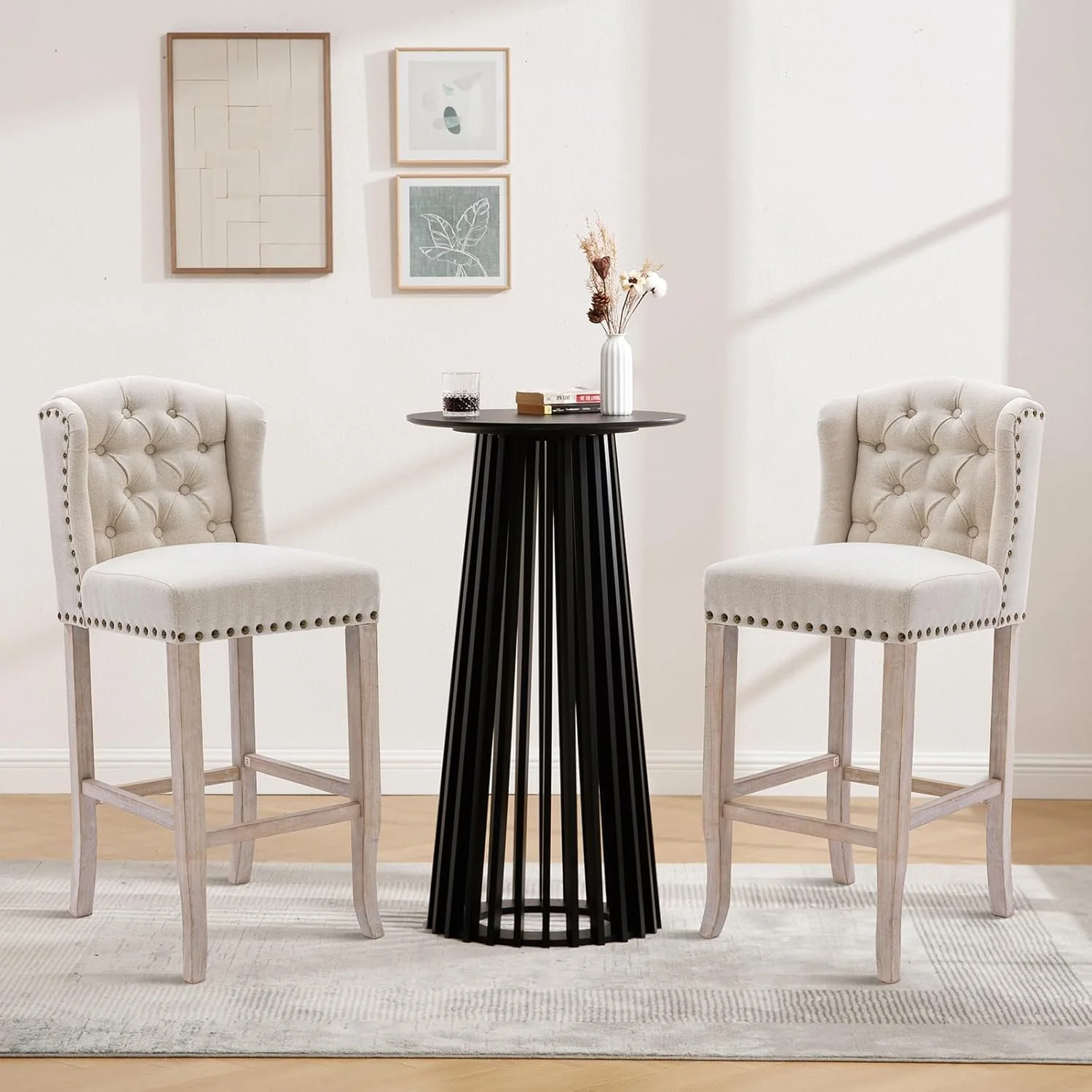 Black Round Bar Table, Wood Bar - Image 4