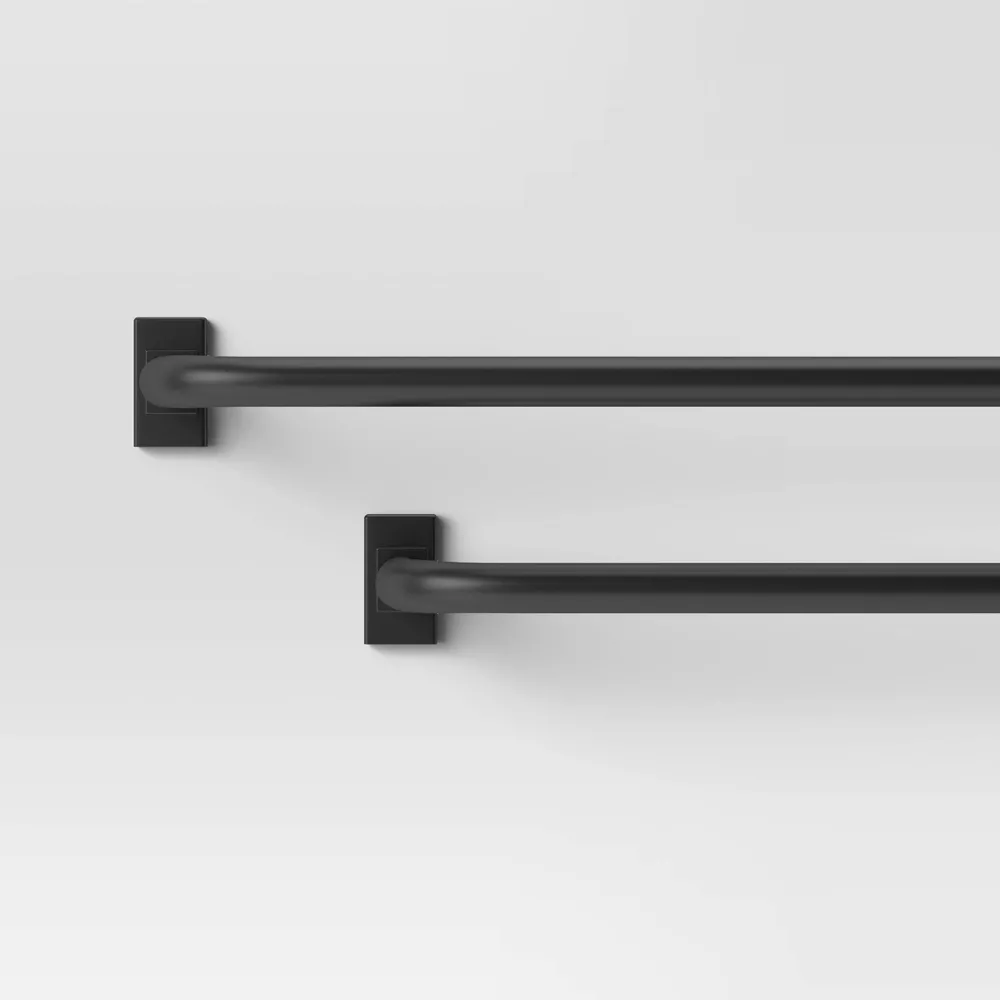 Blackout Rectangle Curtain Rod Black