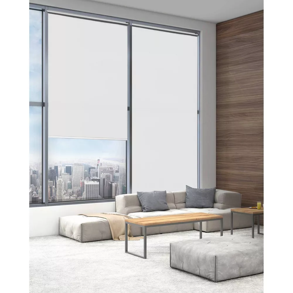 Blackout Tear-to-Fit Vinyl Roller Window Shade White - Image 2