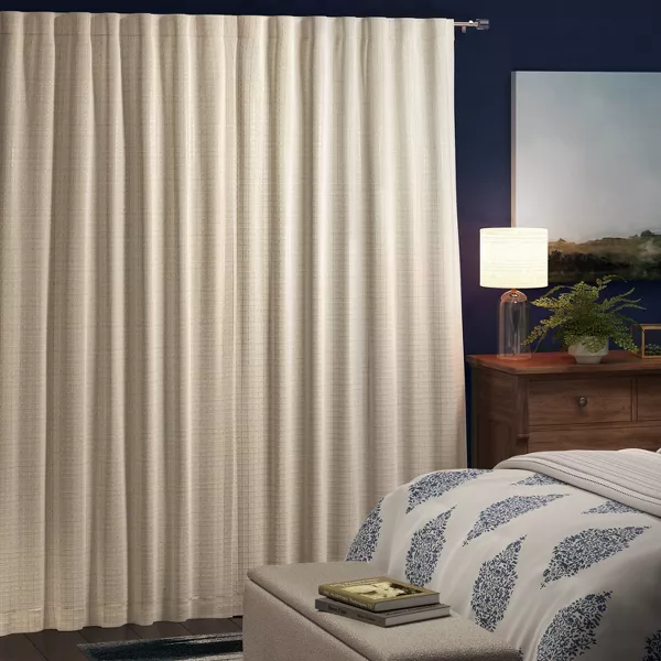 Blackout Textured Plaid Curtain Panels - Image 4
