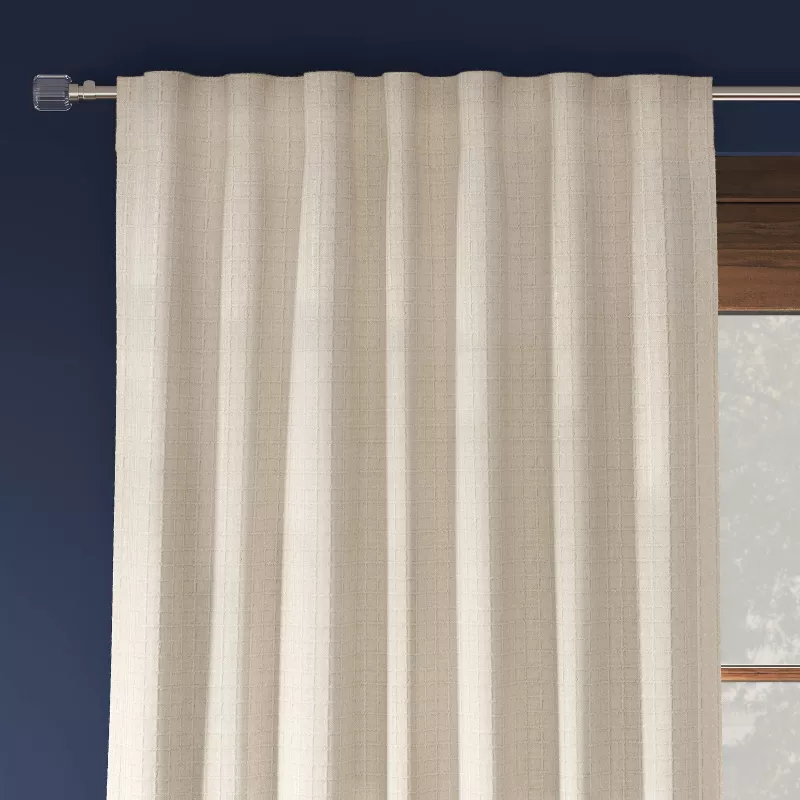 Blackout Textured Plaid Curtain Panels,