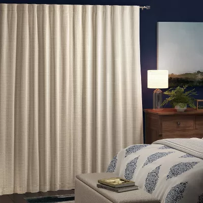 Blackout Textured Plaid Curtain Panels, - Image 3