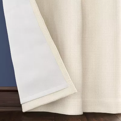 Blackout Textured Plaid Curtain Panels, - Image 5