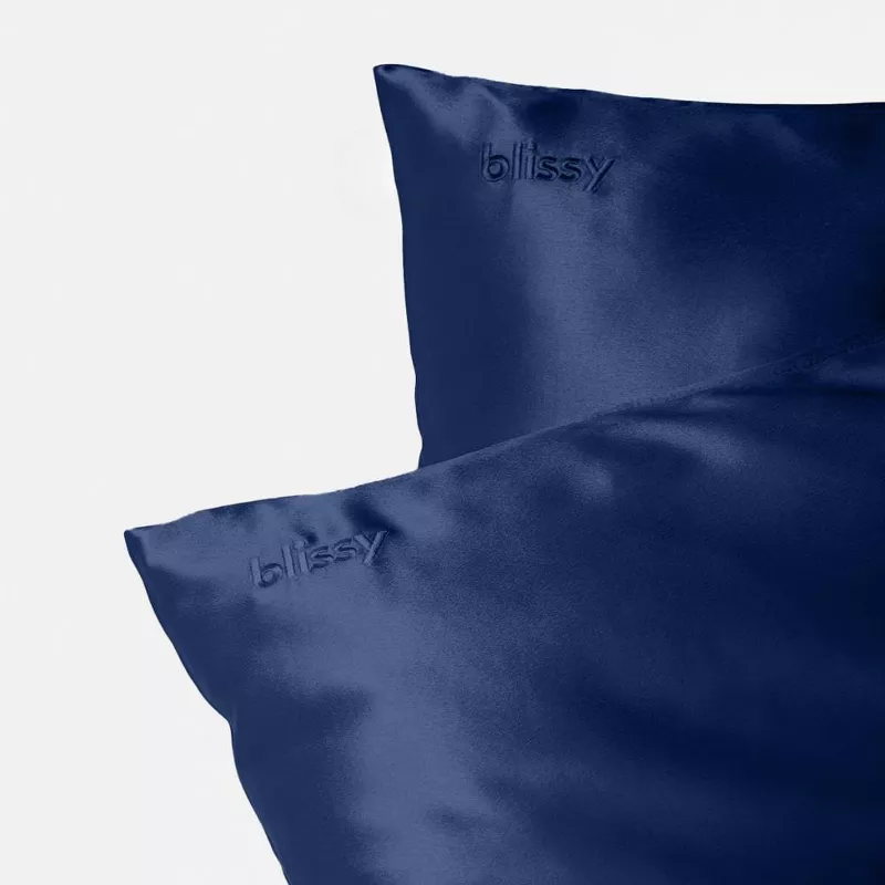 Blissy Standard/Queen 600 Thread Count Silk Pillowcase Navy Blue - Image 2
