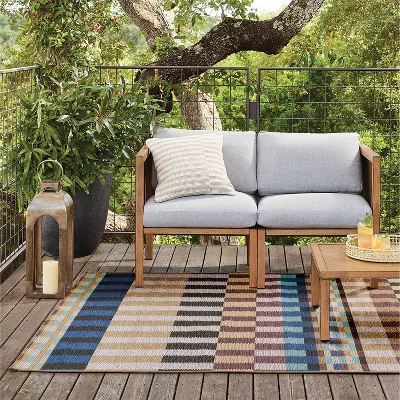 Blocked Stripes Outdoor Area Rug 5'x7' - Image 2